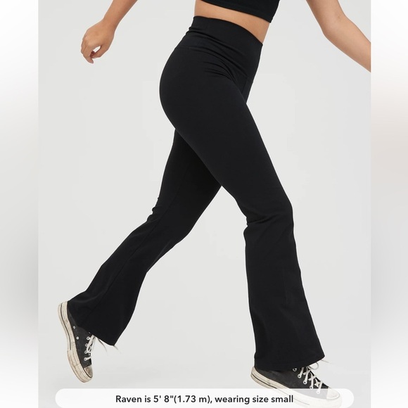 Offline Aerie Black OG Flare Pants High Rise Short Inseam XS - Picture 1 of 5